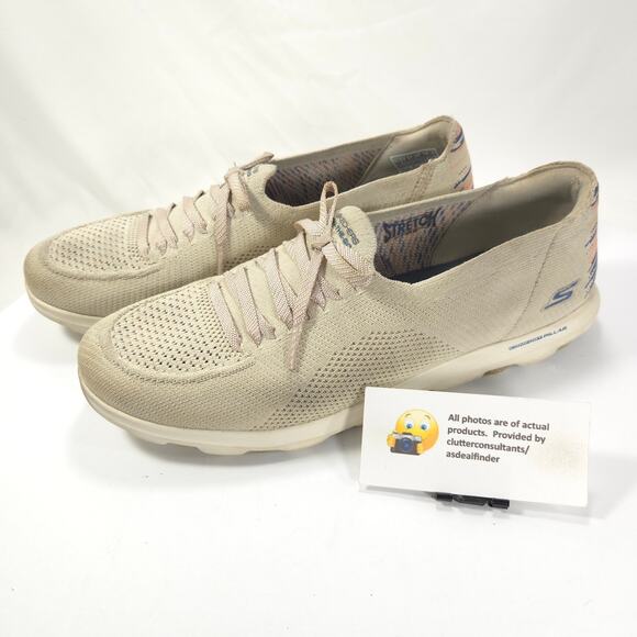 Skechers On The Go Stretch Fit Athletic Running Shoe Womens Size 11 136748 Beige - Picture 1 of 9